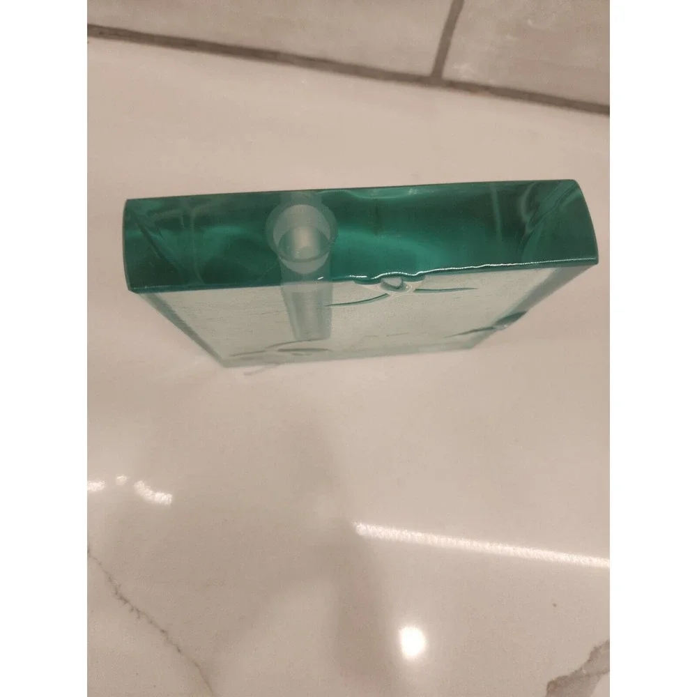 Vtg. Stephen Schlanser Art Glass Etched Square‎ Bud Vase Pen Holder Signed Dated